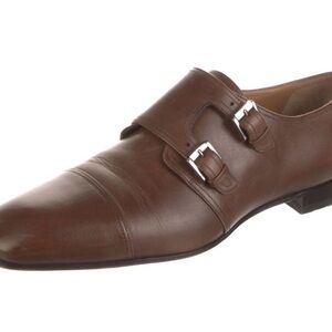 Christian Louboutin Brown Leather Monk Strap Oxfords